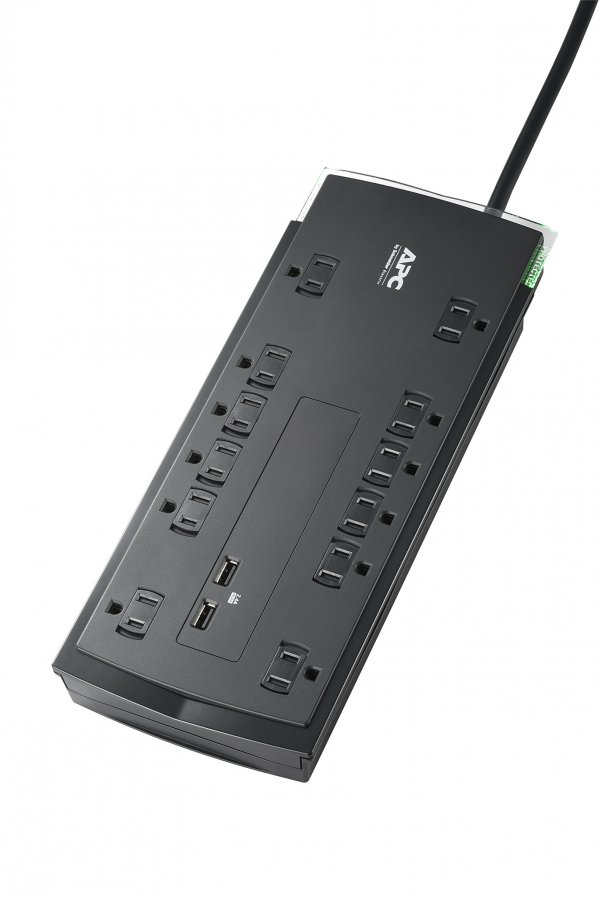APC P12U2 12-Outlet SurgeArrestÂ® Performance Surge Protector w/2 USB (6ft Cord)