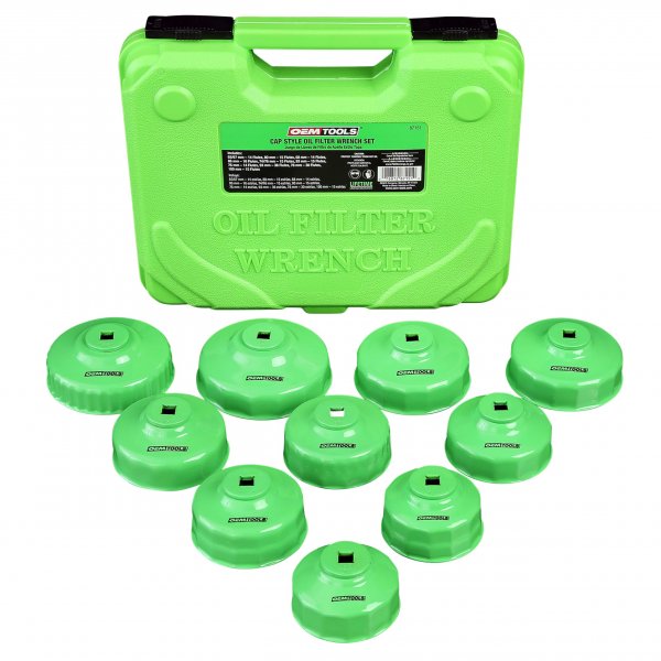 OEMTOOLS 87151 10-Piece Oil Filter Wrench Set, Oil Filter Removal Set Fits 3/8" Ratchet for Efficient Oil Filter Removal, Non-Slip Oil Filter Cup Set Grip, Rust-Resistant
