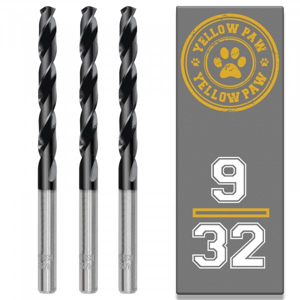 9/32 Inch Drill Bit (3 Pack) Industrial Grade M35 Cobalt Titanium Aluminum Nitrite - 9/32" Diameter & Total Length of 4" with Working Length of 2-3/4" Easily Drill Into Metal, Steel, & Aluminum