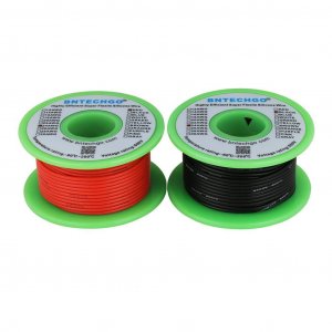 BNTECHGO 24 Gauge Silicone Wire Spool red 50ft and Black 50ft Flexible 24 AWG Stranded Tinned Copper Wire