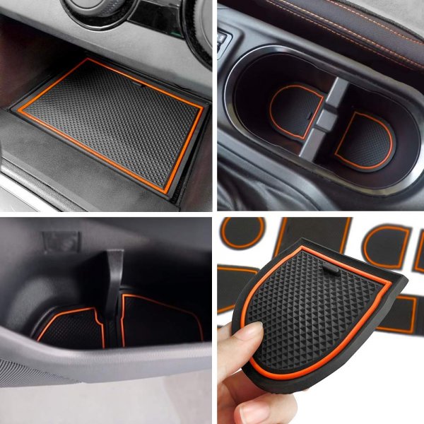 Auovo Anti-dust Door Mats for 2018 2019 2020 2021 2022 2023 Subaru Crosstrek and 2018-2023 Impreza Gate Door Liners Inserts Cup Console Mats Interior Accessories(Pack of 14) (Orange)
