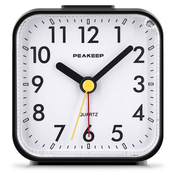 Peakeep Small Battery Operated Analog Travel Alarm Clock Silent