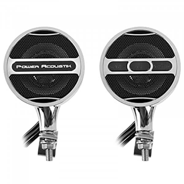 Power Acoustik MCS22C Motorcycle FM Tuner 3 BT Speaker System Chrome Finish