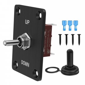 Momentary Toggle Switch Waterproof 12V DC 30A SPDT 3 Way 3 Pin (ON)-Off-(ON) with Up Down Mounting Panel, Weatherproof Cap Cover for Marine Boat RV Auto