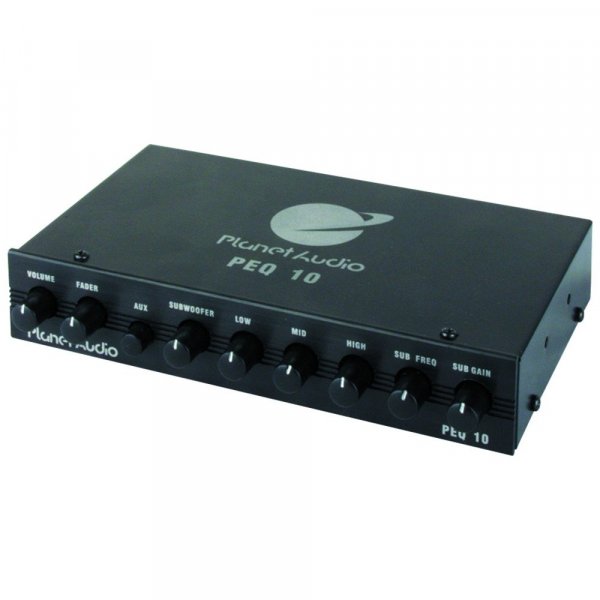 Planet Audio PEQ10 4 Band Equalizer Aux input volume control half DIN chassis