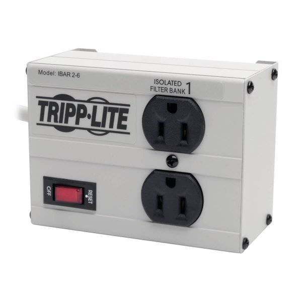 Tripp Lite ISOBAR2-6 Isobar 2 Outlet Heavy Duty Power Strip Surge Protector, 1410 Joules, 6ft Cord, Flat Plug, Metal Power Strip, Industrial Garage Work Shop Bench, Under Desk and Wall Mountable