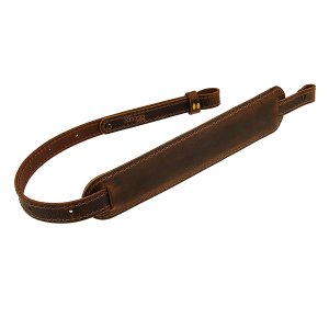 BF500 Buffalo Leather Padded Rifle Gun Sling, Crazy Horse/Brown Stitched, Black, Amish Handmade (Crazy Horse/Brown)