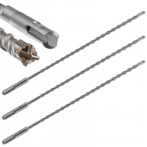 Wensilon Concrete Drill Bit Lengthening 3pcs 1/4" X 12"-10" Cross-Type Double Thread Carbide Material Suitable for Brick, Cement Walls, Stone, Extra Long Hammer Drill Bits
