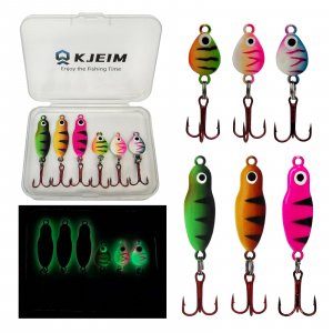 Ice Fishing Jigs Luminous Ice Fishing Lures Glowing Jig Gear Winter Fishing Jigging for Crappie Pike Panfish Walleye Perch Bluegill 6pcs/20pcs (A-6PCS)