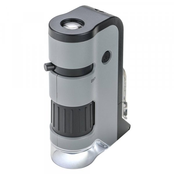 Carson MicroFlip 100x-250x, LED UV Pocket Microscope with Smartphone Clip, STEM Education (MP-250)