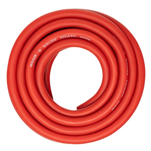 SoundBox 0 Gauge Red Amplifier Power/Ground Wire 1/0 Ga Amp Cable, 25 Feet