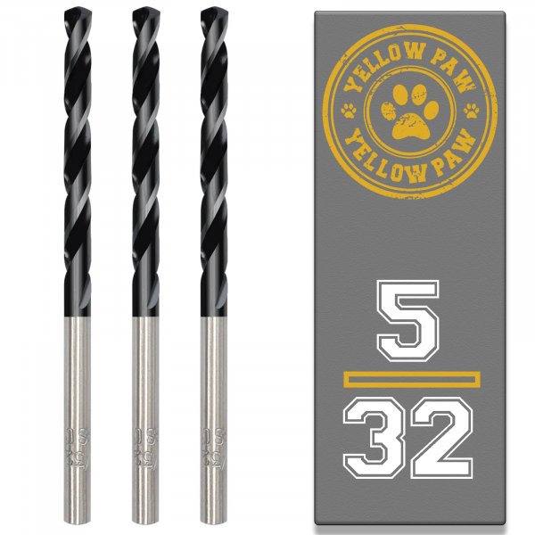 5/32 Inch Drill Bit (3 Pack) Industrial Grade M35 Cobalt Titanium Aluminum Nitrite - 5/32" Diameter & Total Length of 3-1/2" with Working Length of 2" Easily Drill Into Metal, Steel, & Aluminum