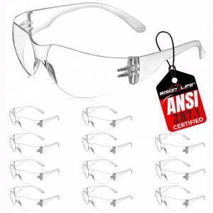 BISON LIFE Clear Safety Glasses for Men & Women, ANSI Z87.1 Certified,12Pk
