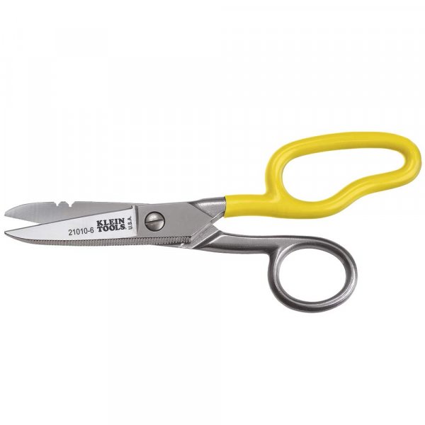 Klein Tools 21010-6-SEN Free-Fall Snip, Scraper, File, Serrated Blades, Made in USA