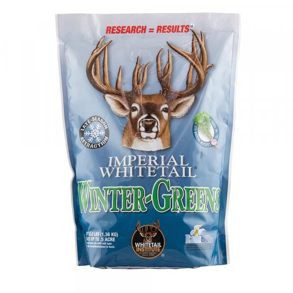 Whitetail Institute Winter-Greens Deer Food Plot Seed for Fall Planting, Annual Brassica Blend to Attract Deer in The Early and Late Season, Very Cold and Drought Tolerant, 3 lbs (.5 Acres)