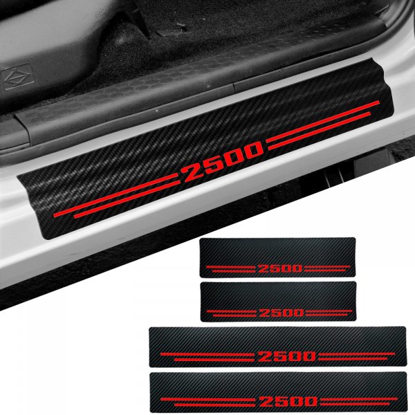 Carbon Fiber Car Door Sill Scuff Plate for Dodge Ram 2500 Accessories，RED