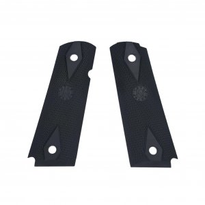 Hogue 45010 Govt Model Rubber Grip Panels Checkered W Diamonds Black
