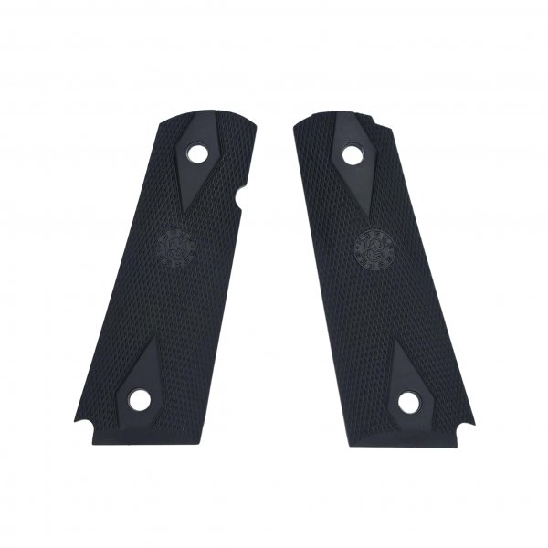 Hogue 45010 Govt Model Rubber Grip Panels Checkered W Diamonds Black