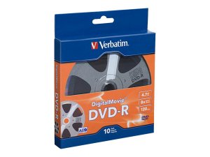 Verbatim 97946 4.7GB 120-Minute DigitalMovie DVD-Rs, 10 pk