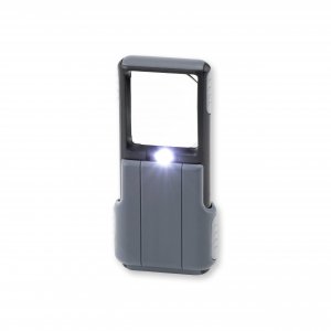 Carson MiniBrite LED Lighted Slide-Out Aspheric Magnifier with Protective Sleeve (PO-55), 5X, Gray