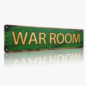 WAR ROOM Metal Sign – Vintage Aluminum Wall Decor for bar, Game Room, Garage, Gym – Tactical Motivation Plaque – 4x16 Inches, Easy to Hang