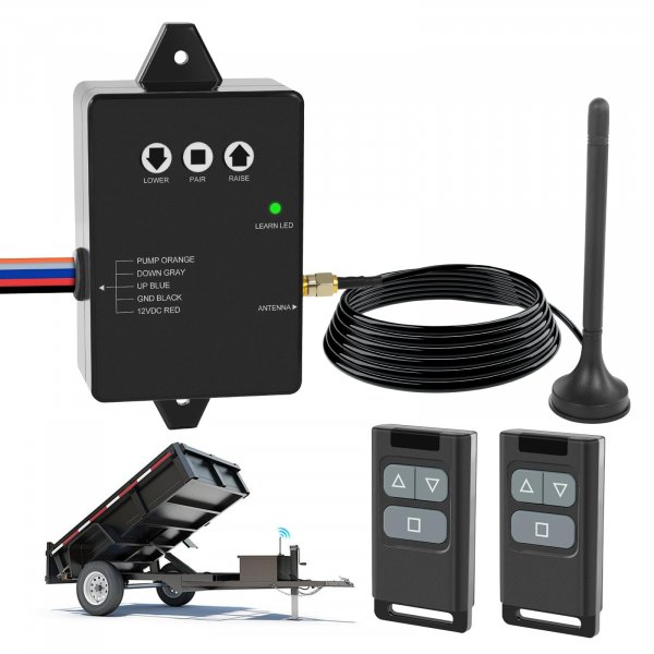 NeaLia Wireless Dump Trailer Remote Control Kit, Upgraded Dump Trailer Remote Controller 3-Wire/4-Wire, 12V Hydraulic Lift Winch Tilt Cordless Power Distribution Controller System for Hydraulic Pumps