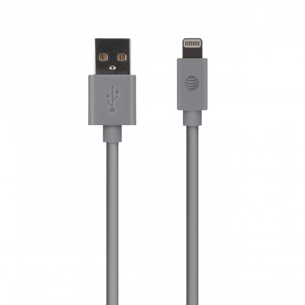AT&T  PVLC1-GRY 4-Foot PVC Charge and Sync Lightning Cable (Gray)