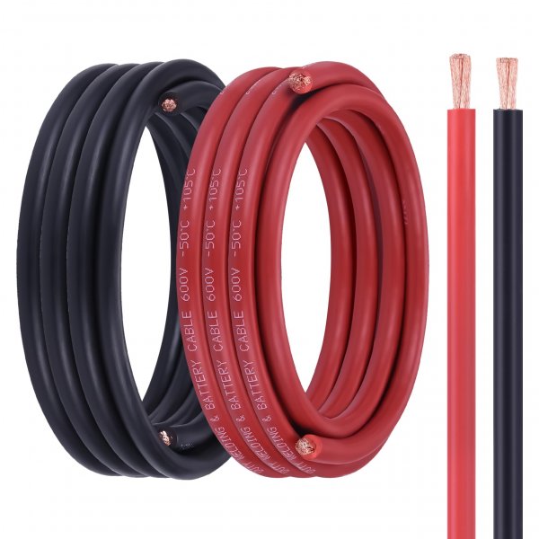 Geosiry 6 Gauge Battery Cable, 15FT Red + 15FT Black 6 AWG Welding Cable, Stranded Oxygen-Free Copper Wire for Automotive, Battery, Solar, Marine and Generator
