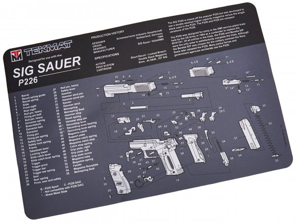 TekMat Cleaning Mat for use with Sig Sauer P226 , Black, 11"x17"