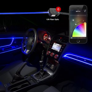 XKGlow XKFOADV App Controlled Fiber Optic Light Kit Two 6' Rolls and 6 LED Heads