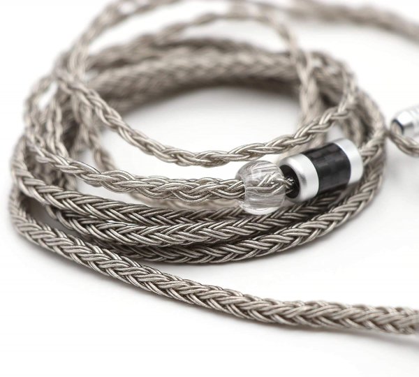 Linsoul Tripowin Zonie IEM Cable, 16 Core Silver Plated Earphone Upgraded Cords, 1.25m SPC in Ear Monitor Cable for ZS10 PRO 2 AS10 PRO ZSN PRO X Wan’er SIMGOT EM6L(Recessed 2pin, 3.5mm)(Grey)