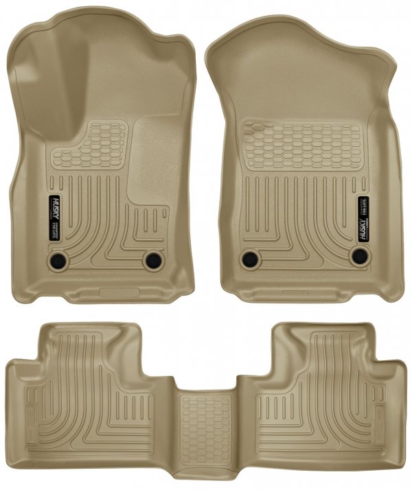 Husky Liners Weatherbeater Floor Mats | Fits 2016-2026 Dodge Durango & 2016-2021 Jeep Grand Cherokee & 2022 Jeep Grand Cherokee WK | Front & 2nd Row, 3-pc Tan - 99153