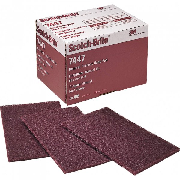 6" x 9" 3M 07447 Scotch-Brite Maroon General Purpose Hand Pads (1-Pack of 20 Pads)