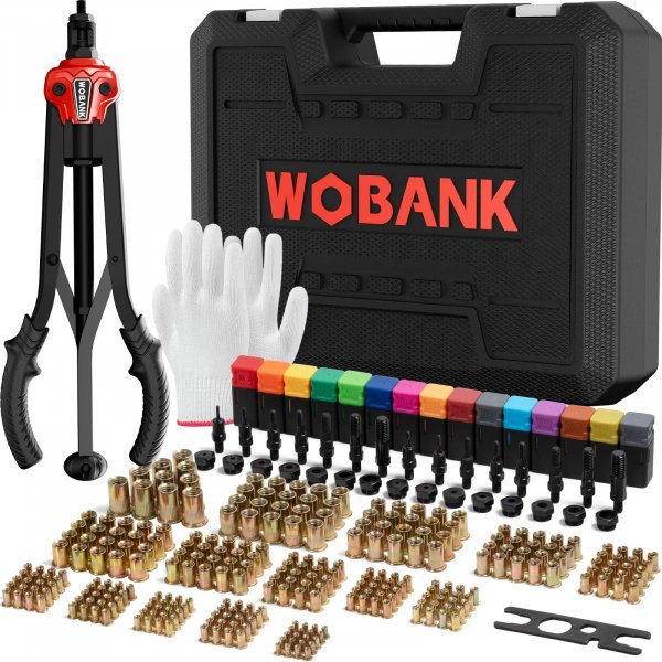 Rivet Nut Tool Kit, 16" Rivnut Tool with 15 Mandrels & 290pcs Rivet Nuts
