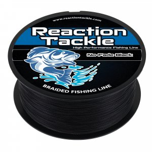 Reaction Tackle Braided Fishing Line - Pro Grade Power Performance for Saltwater or Freshwater Fish - Colored Fishing Line Braid for Extra Visibility - No Fade Black 50 Lb (150 Yards)