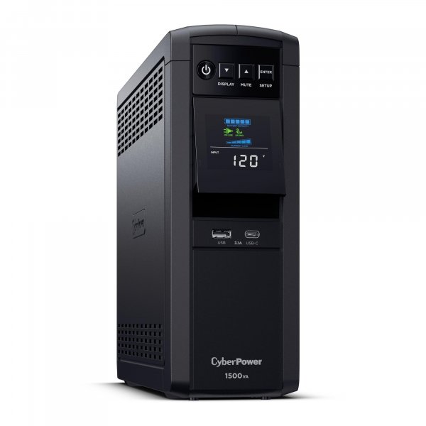 CyberPower CP1500PFCLCD PFC Sinewave UPS Battery Backup and Surge Protector, 1500VA/1000W, 12 Outlets, AVR, Mini Tower, UL Certified