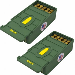 Ten Point Gear 9mm Ammo Box 50 Round (2 Pack) Stackable Ammo Storage Case Organizer for 9mm Rifle Ammunition with Secure Lid – Durable Ammo Holder Made in USA
