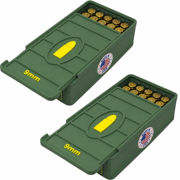 Ten Point Gear 9mm Ammo Box 50 Round (2 Pack) Stackable Ammo Storage Case Organizer for 9mm Rifle Ammunition with Secure Lid – Durable Ammo Holder Made in USA