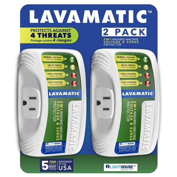 Lavamatic 2 in 1 Voltage & Surge Protector for Washing Machine (2 Pack)