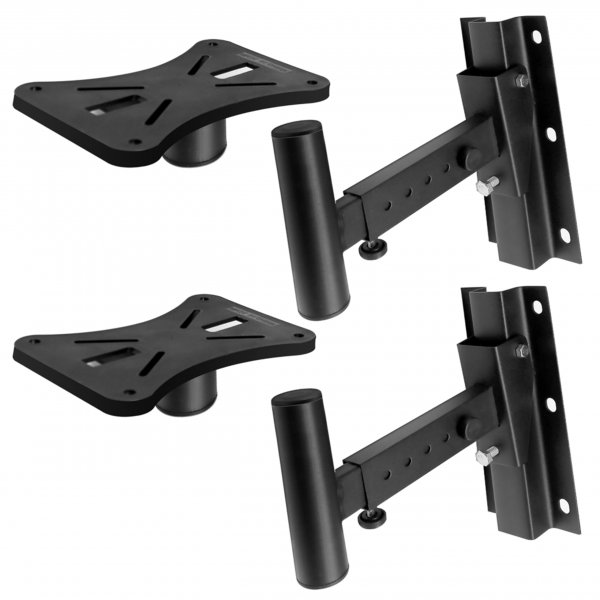 Pyle 90°-30° Angle, Tilt, Rotation Adjustment & Solid-Steel Pin Serves as Safety-Stop Mount Speaker Bracket Stands-Dual Universal Adjustable w/ 12.5'' Distance from Wall (PSTNDW15)