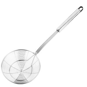 Hiware Solid Stainless Steel Spider Strainer Skimmer Ladle for Cooking and Frying, Kitchen Utensils Wire Strainer Pasta Spoon, 5.4 Inch