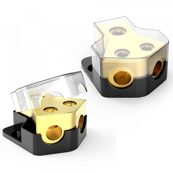 Distribution Block Car Audio, 2 Way 0/2/4 Gauge in 4/8/10 Gauge Out Amp Power Distribution Block Car Audio Splitter for Vehicles Boats 2PCS