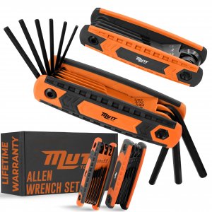 Mutt Tools 17pc Folding Allen Key Set SAE Metric Hex Wrench Colored
