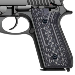 Guuun G10 Grips for Taurus PT92 Grip Compatible with PT 92/99/100/101 and Decocker Crosshatch Texture - Gray/Black