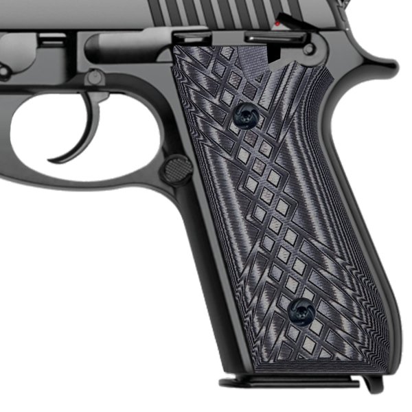 Guuun G10 Grips for Taurus PT92 Grip Compatible with PT 92/99/100/101 and Decocker Crosshatch Texture - Gray/Black