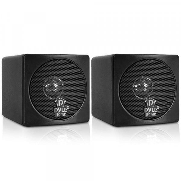 Pyle PCB3BK 3" 100 Watt Mini Cube Black Bookshelf Speaker Pair
