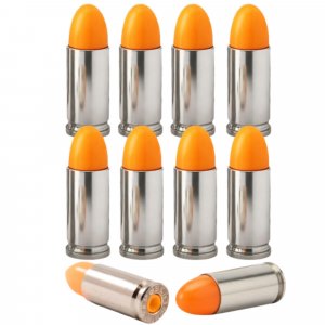 S.T. Action Pro 9mm Snap Caps - 10-Pack Inert Dummy Rounds for Dry Fire, Reloading & Malfunction Drills, Nickel Casing, Orange UV Insert, Veteran-Owned, Assembled in USA