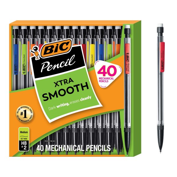 BIC Xtra Smooth Mechanical Pencil, 0.7 mm Medium Point, 40-Count Pack