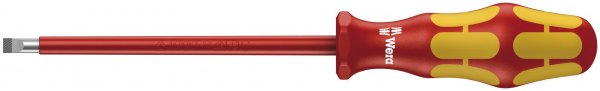Wera 05006120001 Kraftform Plus VDE 160i Slotted Insulated Screwdriver, Lasertip, 5.5mm Head, 5" Blade Length