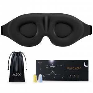 MZOO Luxury Sleep Eye Mask for Side Sleeper Men Women, Zero Eye Pressure 3D Sleeping Mask, Light Blocking Patented Design Night Blindfold, Soft Eye Shade Cover for Travel, Black